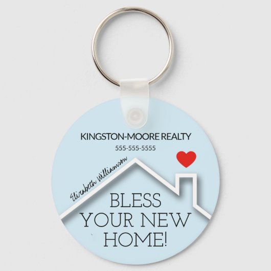 Estate House Heart Custom Realtor Business Sleutelhanger (Voorkant)