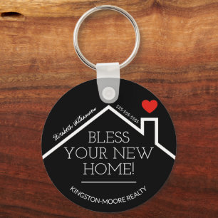 Estate House Heart Custom Realtor Business Sleutelhanger