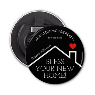 Estate House Heart Custom Realtor Button Flesopener