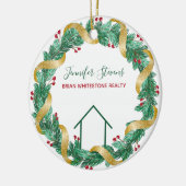 Estate-kerst Elegant Green Gold Custom Keramisch Ornament (Links)