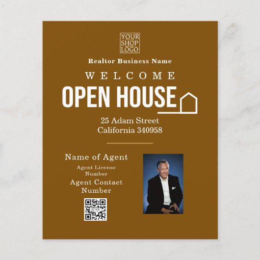 Estate Open House Logo Foto Bruin Flyer (Voorkant)