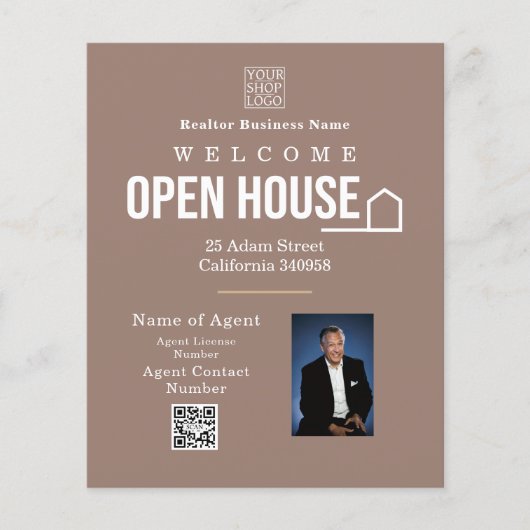 Estate Open House Logo Foto Lichtbruin Flyer (Voorkant)