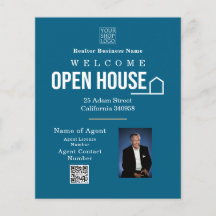 Estate Open House Logo Photo Blue