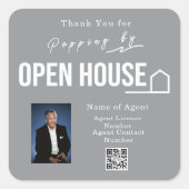 Estate Open House Modern Chic Grey Vierkante Sticker (Voorkant)