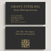 Estate Planning Attorney Black Gold QR-code Visitekaartje