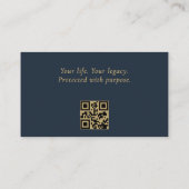 Estate Planning Attorney Navy Blue Gold QR-code Visitekaartje (Achterkant)