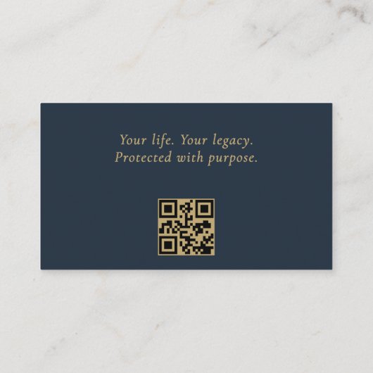 Estate Planning Attorney Navy Blue Gold QR-code Visitekaartje (Achterkant)