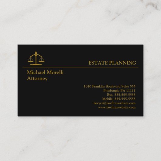 Estate Planning - zwart | Goud Visitekaartje (Voorkant)