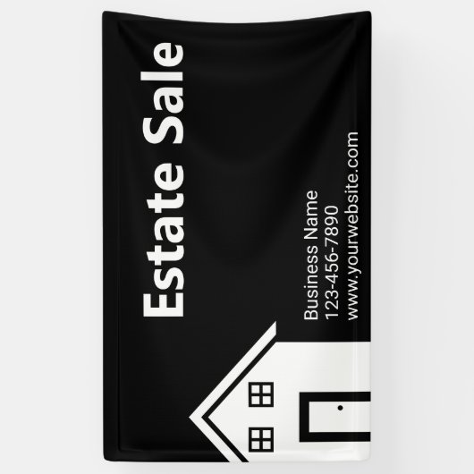 Estate Sale Zwart-wit Bedrijfsnaam Website Spandoek (Verticaal)