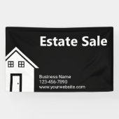 Estate Sale Zwart-wit Bedrijfsnaam Website Spandoek (Horizontaal)