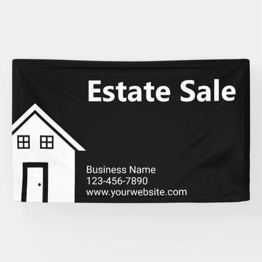 Estate Sale Zwart-wit Bedrijfsnaam Website Spandoek (Horizontaal)