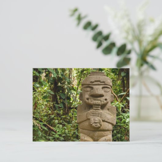 Estatua antigua que toca la flauta briefkaart (Staand voorkant)