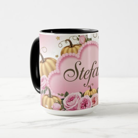 Estefany – Whimsical Pink Cloud Coffee Mok (Voorkant links)