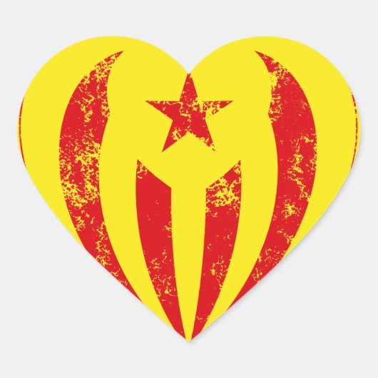 Estelada Vermella Cor Trencada Hart Sticker (Voorkant)