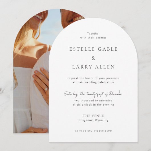 Estelle Elegant Wedding Kaart (Voorkant / Achterkant)