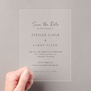 Estelle Elegant Wedding Save the Date Acryl Uitnodigingen