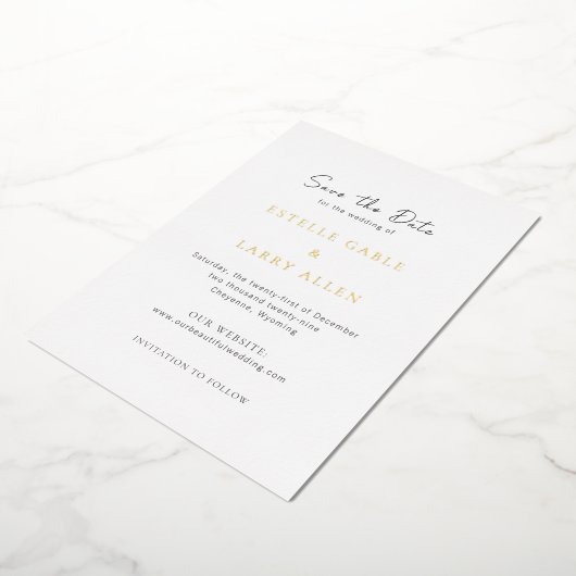 Estelle Elegant Wedding Save the Date Folie Uitnodiging (Gedraaid)