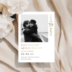Estelle Foto Goud Folie Bruiloft Save The Date Uitnodiging