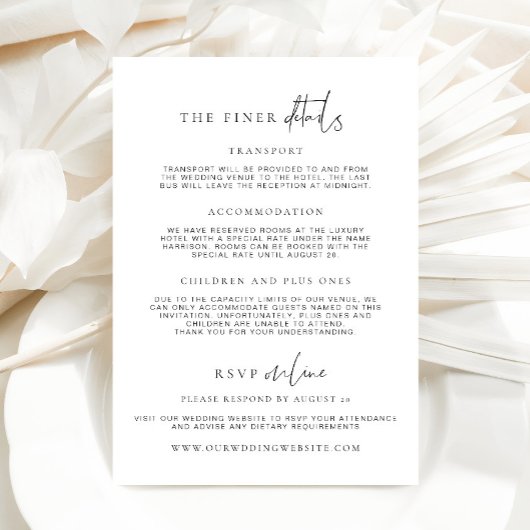 Estelle Minimalist Wedding Details Kaart
