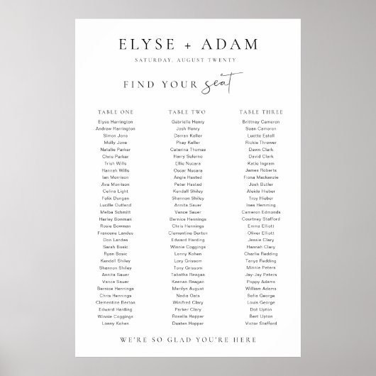 Estelle Minimum 3 Banquet Table Seating Poster (Voorkant)