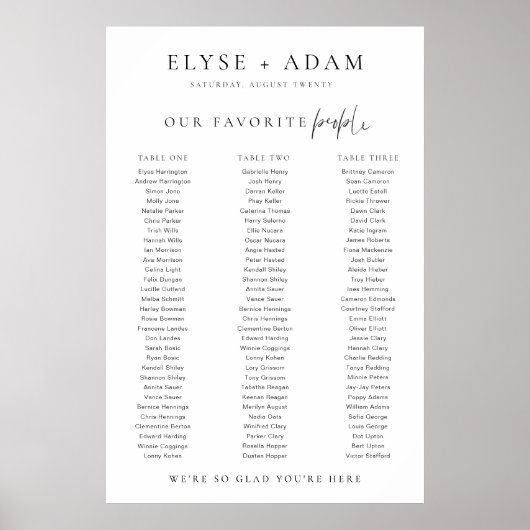 Estelle Minimum 3 Banquet Table Seating Poster (Voorkant)