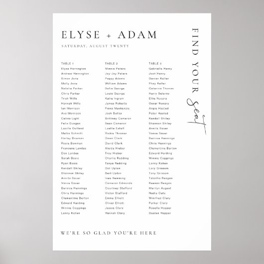 Estelle Minimum 3 Banquet Table Seating Poster (Voorkant)