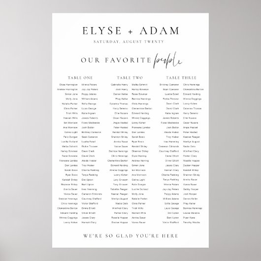 Estelle Minimum 3 Banquet Table Seating Poster (Voorkant)