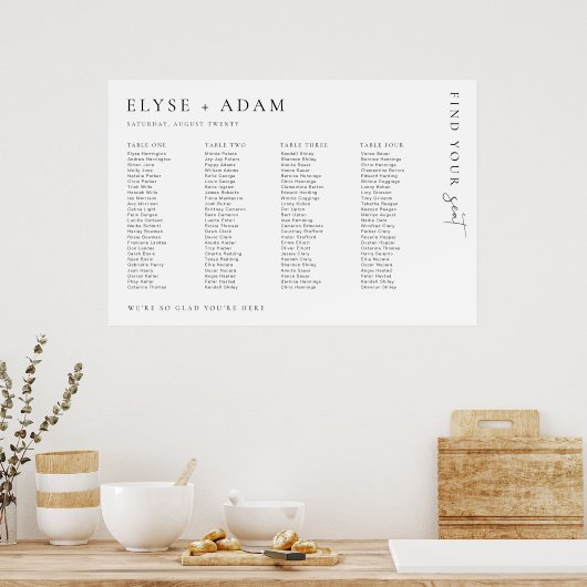 Estelle Minimum 4 Banquet Table Seating Poster (Keuken)