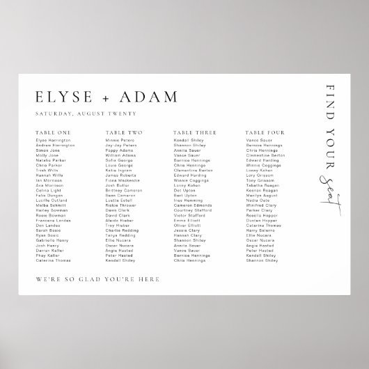 Estelle Minimum 4 Banquet Table Seating Poster (Voorkant)