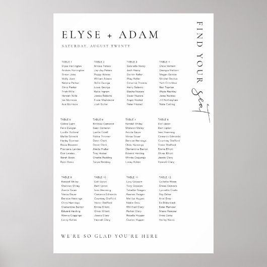 Estelle Modern Minimal 12 Poster voor tafelzitplaa (Voorkant)