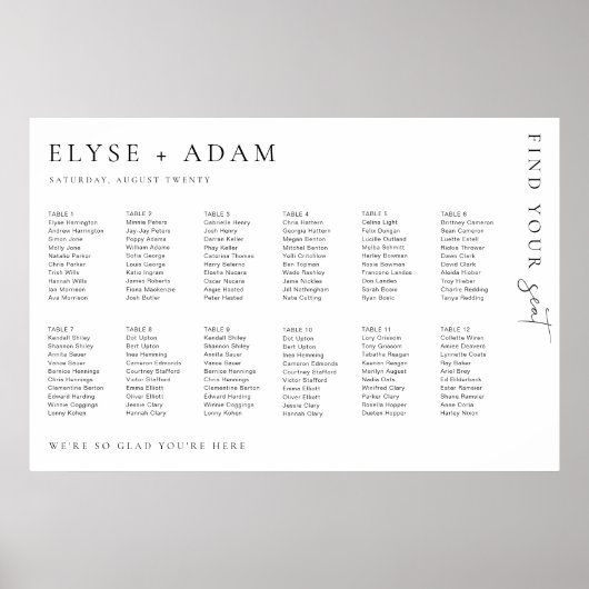 Estelle Modern Minimal 12 Poster voor tafelzitplaa (Voorkant)