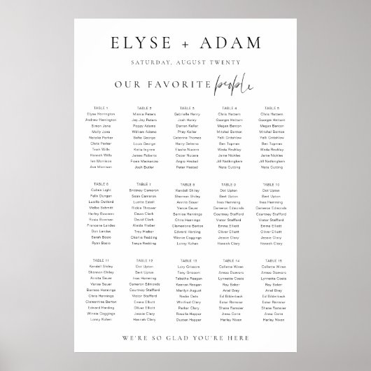 Estelle Modern Minimal 15 Poster voor tafelzitplaa (Voorkant)