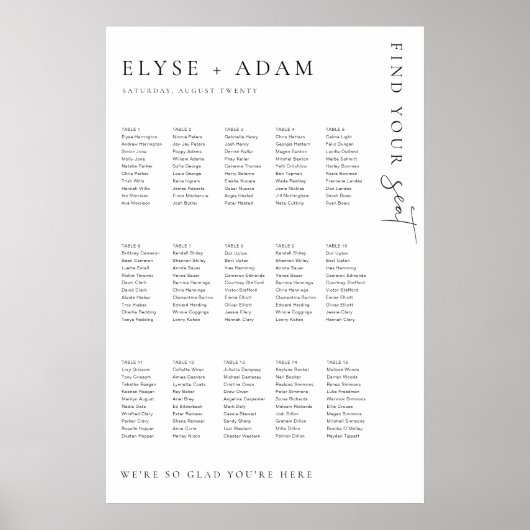 Estelle Modern Minimal 15 Poster voor tafelzitplaa (Voorkant)