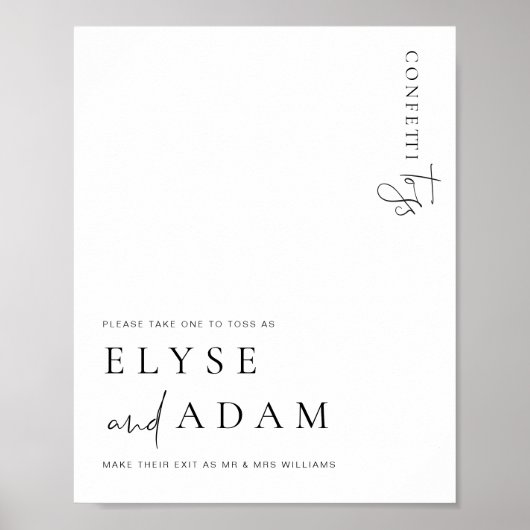 Estelle Modern Minimal Confetti Toss Sign Poster (Voorkant)