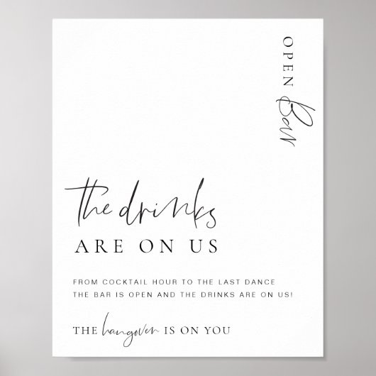 Estelle Modern Minimal Open Bar Menu Bord Poster (Voorkant)