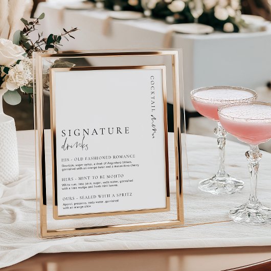 Estelle Modern Minimal Signature Drink Sign Poster