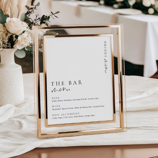 Estelle Modern Minimal The Bar Menu Bord Poster