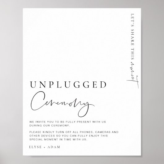 Estelle Modern Minimale Unplugged Ceremony Sign Poster (Voorkant)