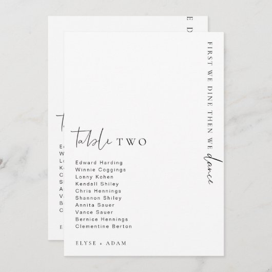 Estelle Modern Minimalist Weddenschap Table Number Kaart (Voorkant / Achterkant)