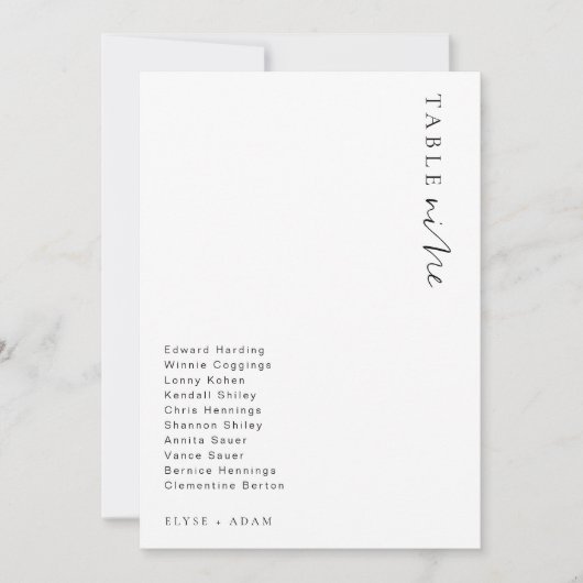 Estelle Modern Minimalist Weddenschap Table Number Kaart (Voorkant)
