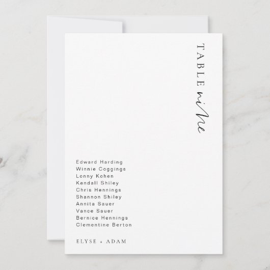 Estelle Modern Minimalist Weddenschap Table Number Kaart (Achterkant)