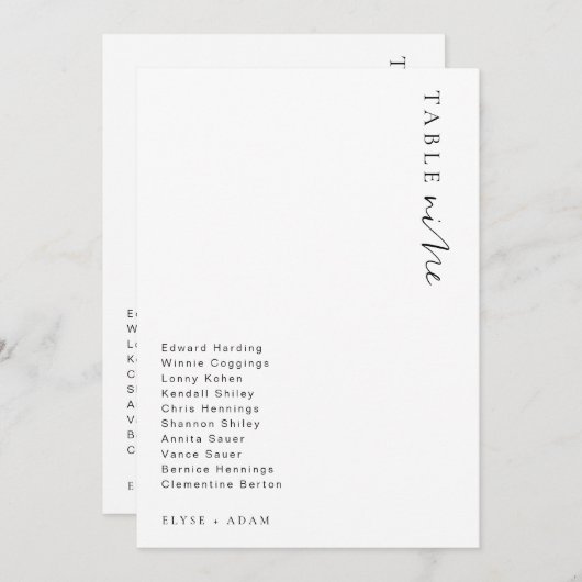 Estelle Modern Minimalist Weddenschap Table Number Kaart (Voorkant / Achterkant)