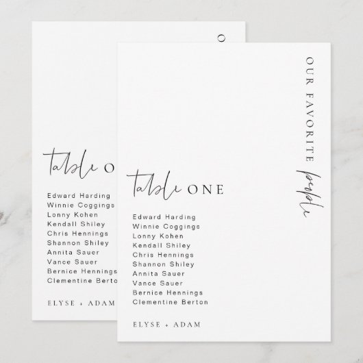 Estelle Modern Minimalist Weddenschap Table Number Kaart (Voorkant / Achterkant)