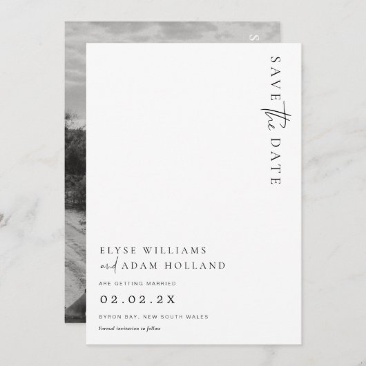 Estelle Modern Minimalist Wedding Save the Date Kaart (Voorkant / Achterkant)