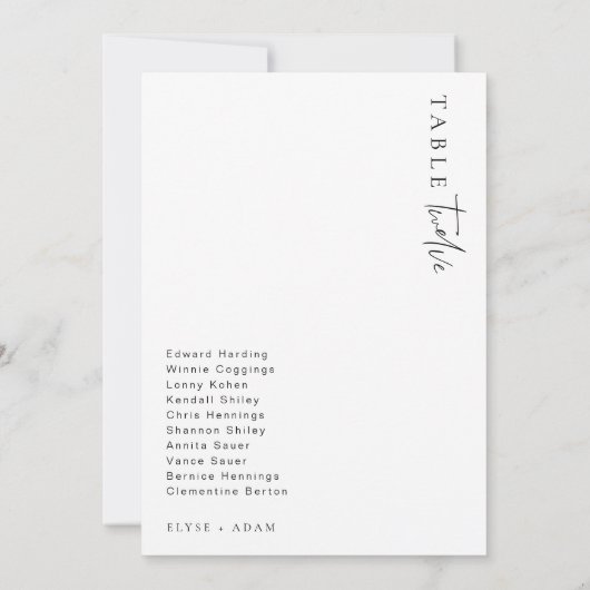 Estelle Modern Minimalistisch Tafelnummer Bruiloft (Achterkant)