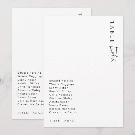 Estelle Modern Minimalistisch Tafelnummer Bruiloft (Voorkant / Achterkant)