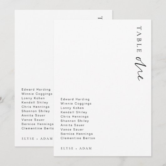 Estelle Modern Minimalistisch Tafelnummer Bruiloft (Voorkant / Achterkant)