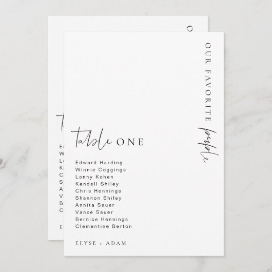 Estelle Modern Minimalistisch Trouw Tafelnummer (Voorkant / Achterkant)