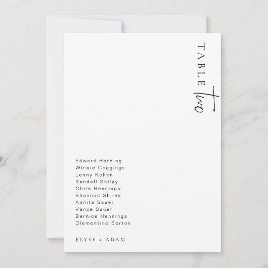Estelle Modern Minimalistisch Trouwtafel Nummer Kaart (Achterkant)