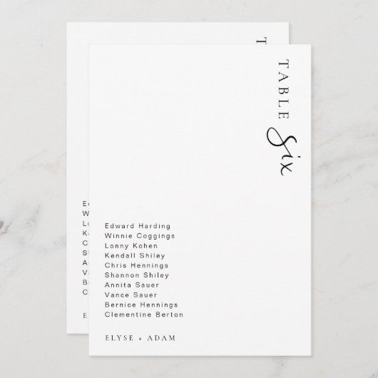 Estelle Modern Minimalistisch Trouwtafel Nummer Kaart (Voorkant / Achterkant)